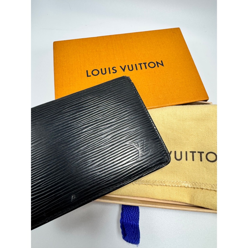 Louis Vuitton Black Epi Leather ID Card Holder Wallet Case with Box and Dust Bag